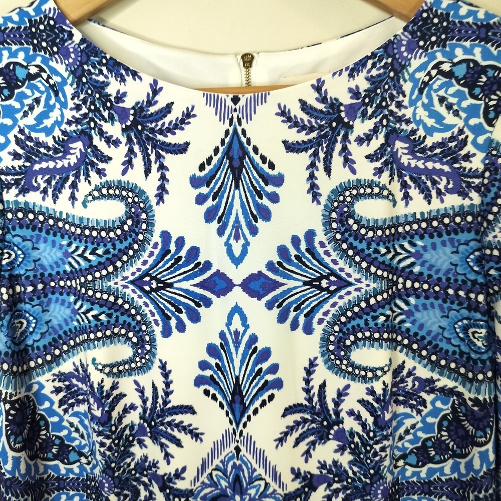 Chico's Blue‎ Floral Dress Stretch Jersey Back Zip - Picture 6 of 9